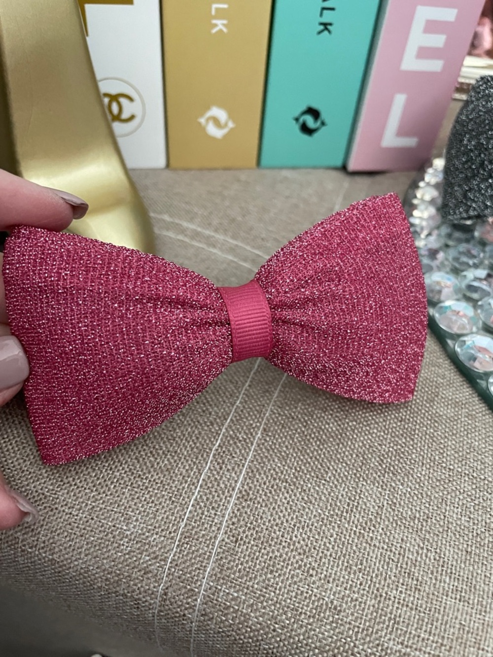 ✨Sparkling Pink 💕Glitter Bow Hair Clip✨NEW